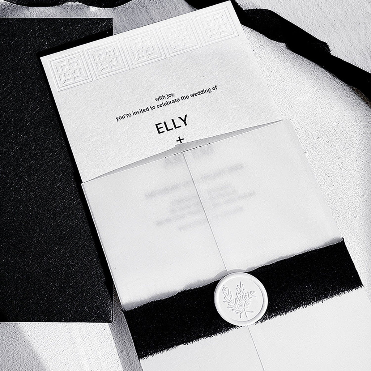 Minimalistic White Wedding Invitations, Handmade Wedding