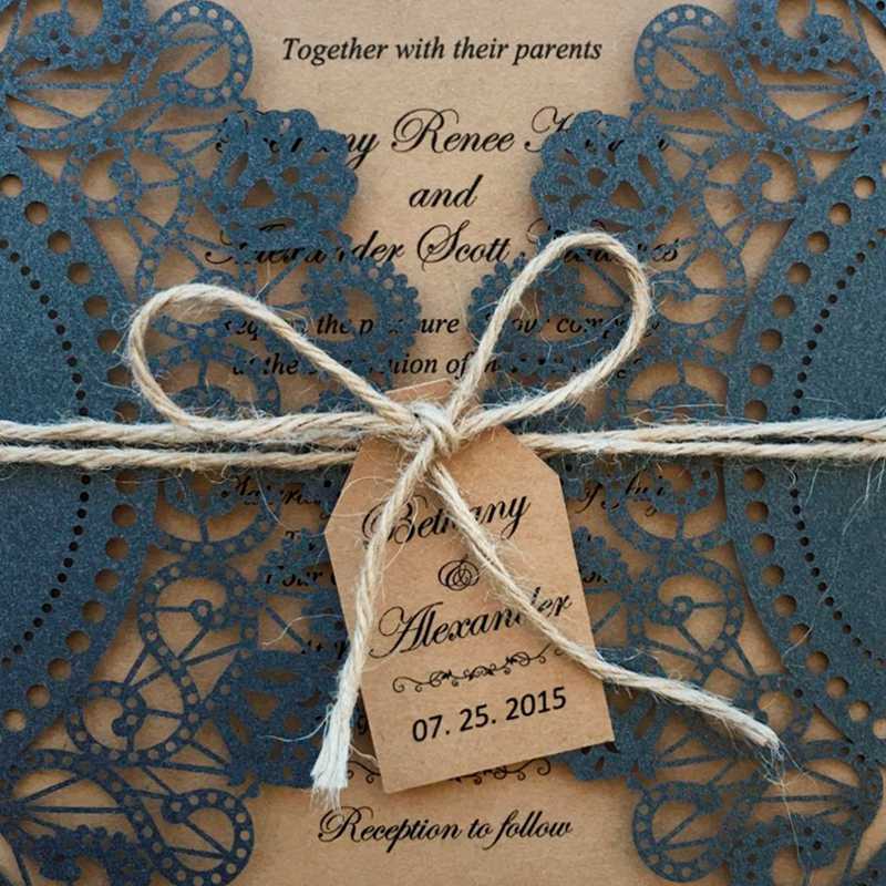 Vintage Black Lace Rustic Burlap Islamic Wedding Invitation