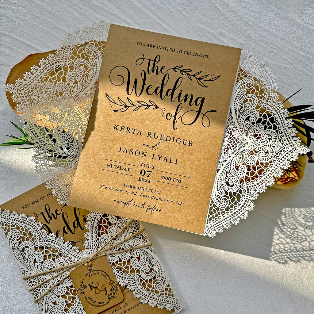 Vintage Lace The Wedding Of Invitation Set, Rsvp Card, Details Card