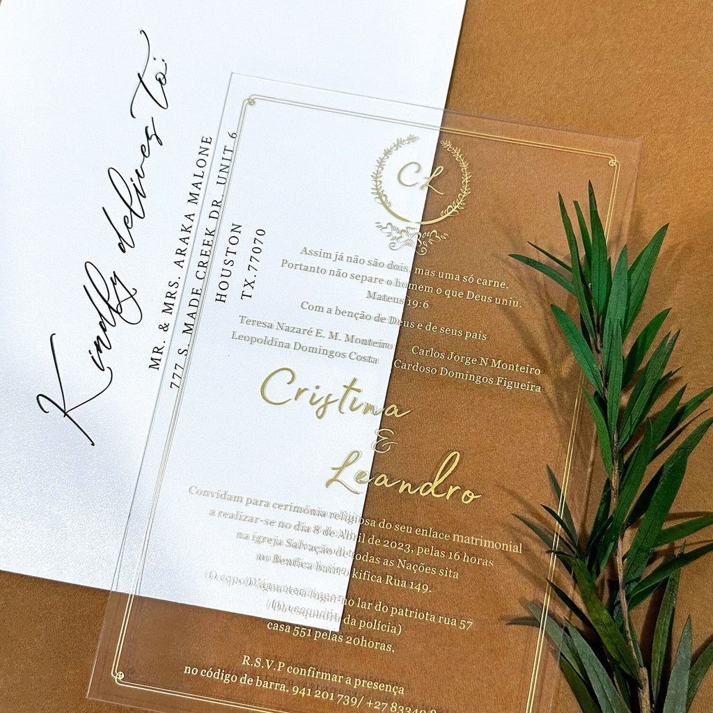 Elegant Clear Acrylic Wedding Invitations, Luxury Velvet Lined Invites with Gold Foil Vellum Wrap, Ivory and Beige Wedding Invitation with Customized Wax Seal Picky Bride 