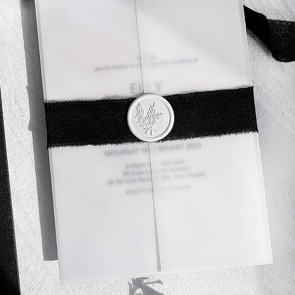 Elegant Letterpress Wedding Invitations, Embossed Cotton Paper Invitat