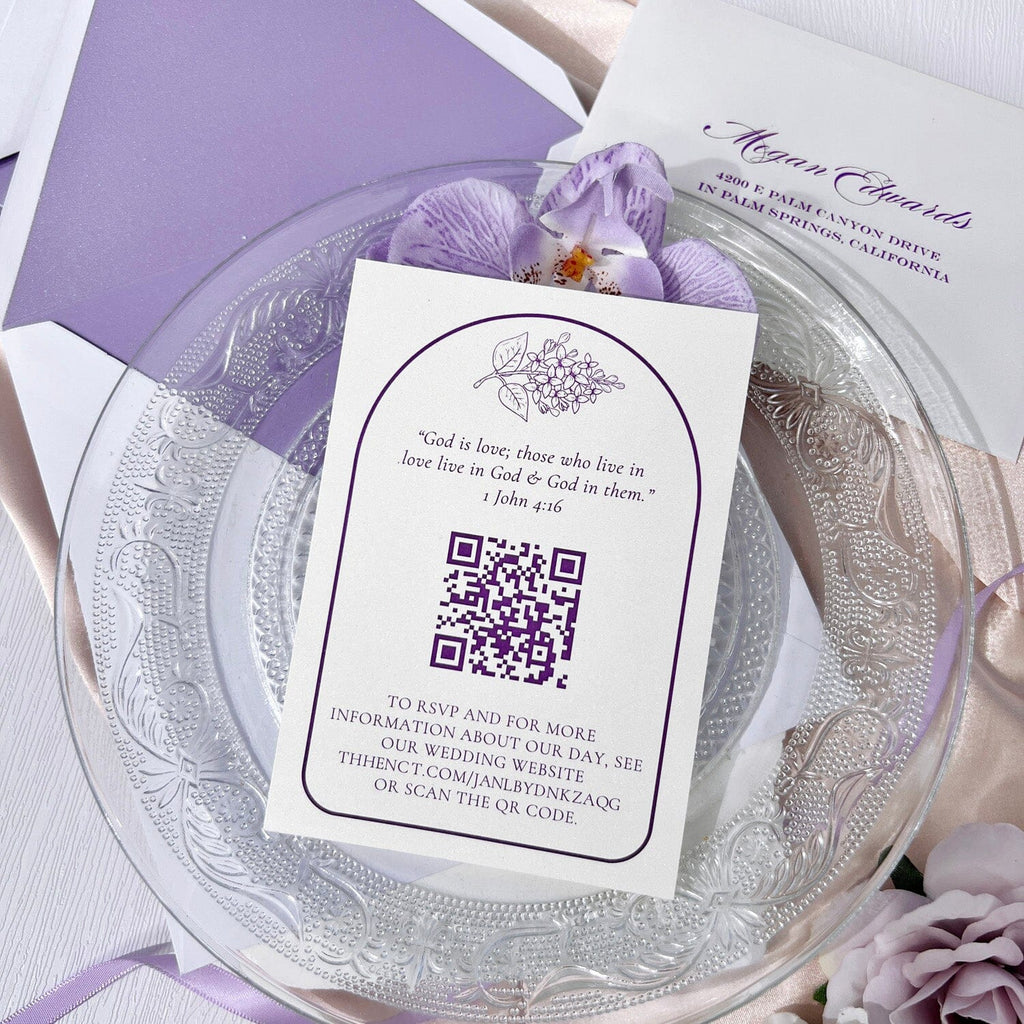 Purple Tri Fold Laser Cut Wedding Invitations with RSVP, Elegant Lavender Pocket Invite Card Wedding Ceremony Supplies Picky Bride 